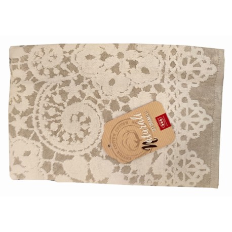 SET SPUGNA ASCIUGAMANO + OSPITE JACQUARD NATURALI ACQUA GITIESSE BEIGE