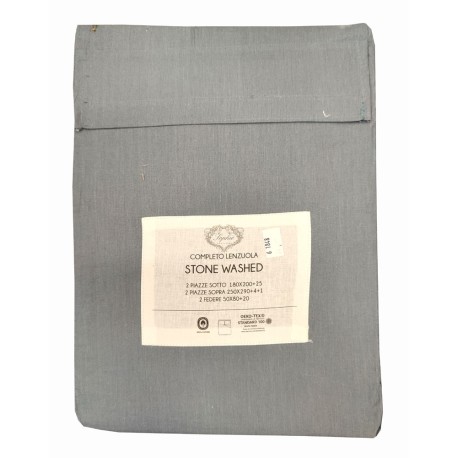 COMPLETO LENZUOLA MATRIMONIALE STONE WASHED SOPHIE CELESTE
