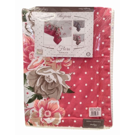 SET CUCINA ARREDO COTONE STAMPATO FLORA PREZIOSA TOVAGLIA