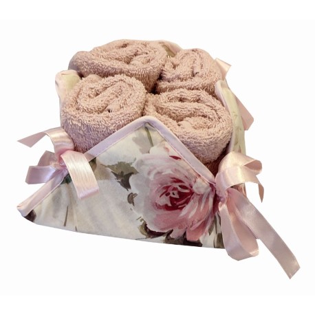 SET 4 PEZZI LAVETTE SPUGNA 30 X 30 CM FLOWER HELEN CIPRIA