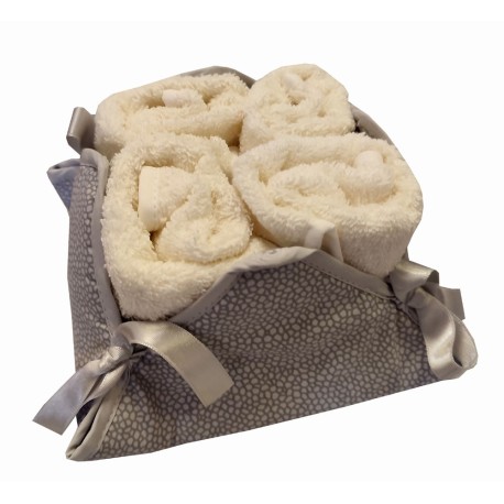 SET 4 PEZZI LAVETTE SPUGNA 30 X 30 CM SASSI HELEN GRIGIO