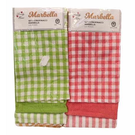 SET 18 PEZZI STROFINACCI COTONE 45X65CM MARBELLA LOVELY HOME
