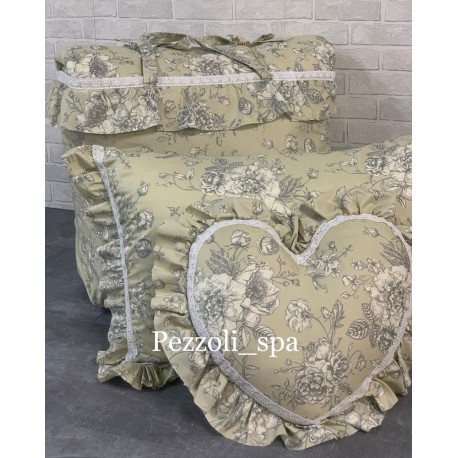 SET ARREDO COTONE TRAPUNTA TENDE CUSCINO COPRIGUANCIALE JOUY LOVELY SHABBY GITIESSE BEIGE