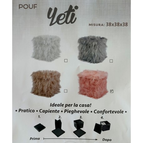 POUF PELLICCIA 38X38X38CM YETI LOVELY HOME CARTELLINO