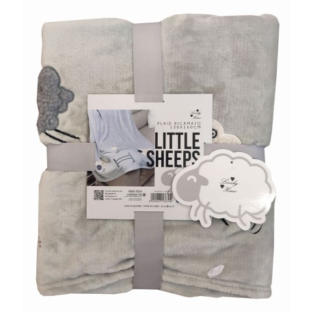 PLAID PILE RICAMATO 130X160CM LITTLE SHEEPS LOVELY HOME