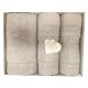 SET 5 PEZZI SPUGNA 2 ASCIUGAMANI + 2 OSPITE + 1 TELO BAGNO VALENTINA HELEN GRIGIO