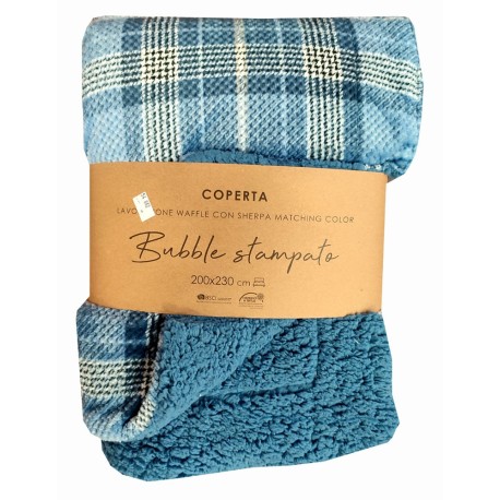 PLAID PILE AGNELLATO STAMPATO BUBBLE LOVELY HOME BLU