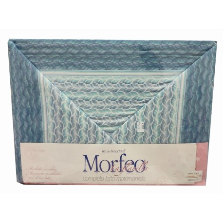 COMPLETO LENZUOLA FLANELLA MATRIMONIALE ONDE K2065 MORFEO AZZURRO