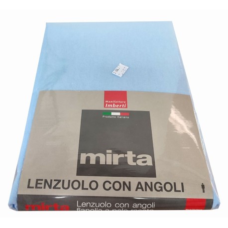 LENZUOLA ANGOLI TINTA UNITA FLANELLA MIRTA IMBERTI AZZURRO