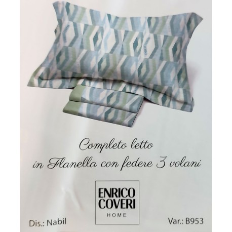 COMPLETO LENZUOLA FLANELLA MATRIMONIALE NABIL ENRICO COVERI AZZURRO