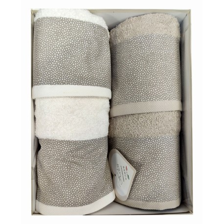 SET SPUGNA 2 ASCIUGAMANO + 2 OSPITE DIGITALE BASIC SASSI HELEN PANNA CORDA