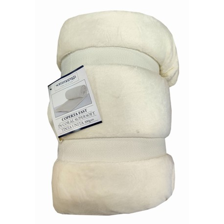 COPERTA PILE MATRIMONIALE FAST CORAL TINTA UNITA SOMMARUGA PANNA