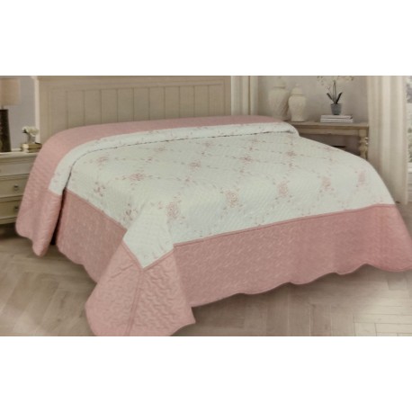 TRAPUNTINO MATRIMONIALE IMBOTTITO MICROFIBRA RICAMATO ANTIBES PEZZOLI ROSA