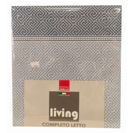 COMPLETO LENZUOLA MATRIMONIALE COTONE OPEN LIVING IMBERTI AZZURRO
