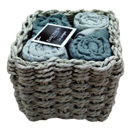SET 4 PEZZI LAVETTE SPUGNA 30 X 30 CM WAFFLE DAUNEX
