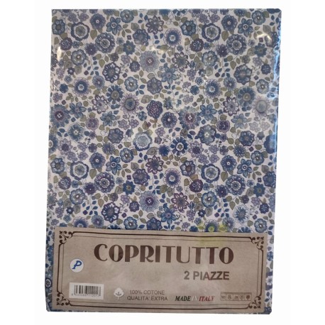 COPRITUTTO COTONE MARY DOLCE NOTTE PEZZOLI AZZURRO
