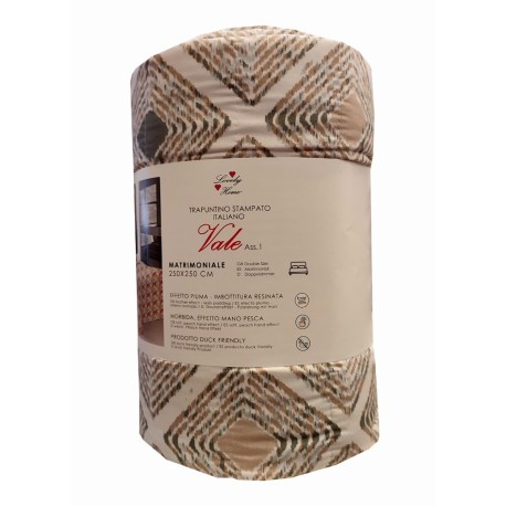 TRAPUNTINO STAMPATO MICROFIBRA VALE ROMBI BEIGE LOVELY HOME