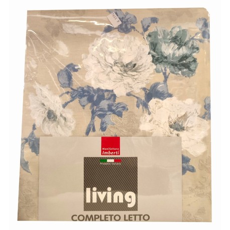 COMPLETO LENZUOLA MATRIMONIALE COTONE SILVIA LIVING IMBERTI BEIGE
