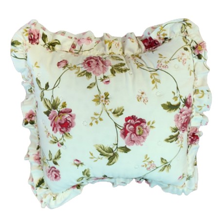 COPPIA FEDERA CUSCINO ARREDO 42X42CM MICROFIBRA DOPPIO VOLANT ROSES ART DECO'