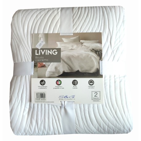TRAPUNTINO MATRIMONIALE MICROFIBRA RICAMATO LIVING SGHOME BIANCO