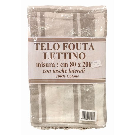 TELO MARE LETTINO FOUTA BLUCON TASCHE 80X200CM PEZZOLI BEIGE