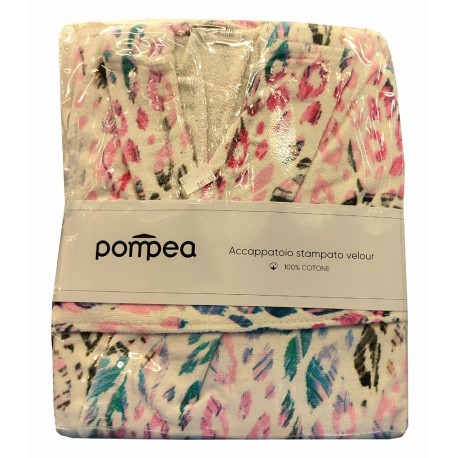 ACCAPPATOIO CON CAPPUCCIO STAMPATO VELOUR POMPEA MARTY NOVIA