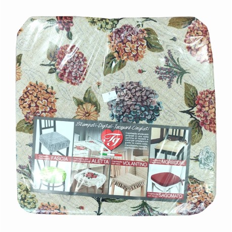 CONFEZIONE 6 PEZZI CUSCINI JACQUARD PER SEDIE ALETTE ORTENSIE TG