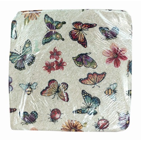 CONFEZIONE 6 PEZZI CUSCINI JACQUARD PER SEDIE ALETTE FARFALLE COCCINELLE TG