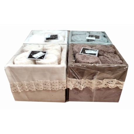 SET 4 PEZZI LAVETTE SPUGNA 30 X 30 CM PIZZO POETRY DAUNEX