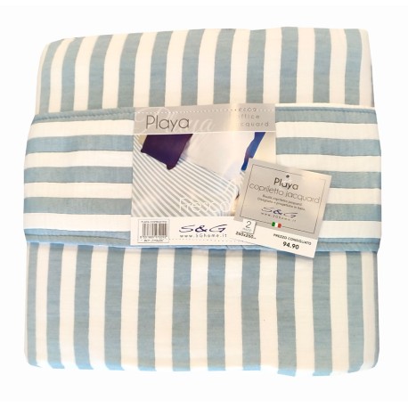 QUILT COPRILETTO MATRIMONIALE JACQUARD DOUBLE FACE MISTO COTONE PLAYA SGHOME AZZURRO