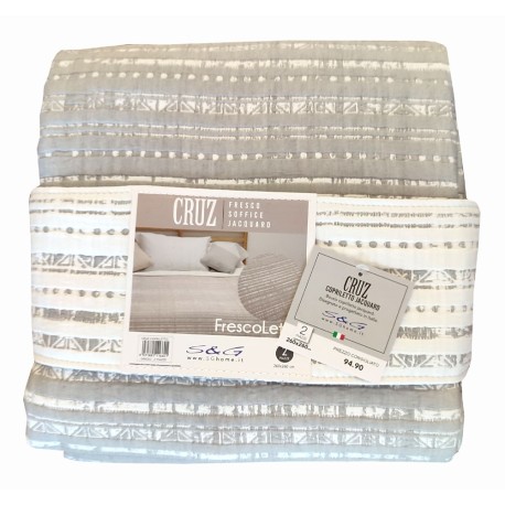 QUILT COPRILETTO MATRIMONIALE JACQUARD DOUBLE FACE MISTO COTONE CRUZ SGHOME GRIGIO