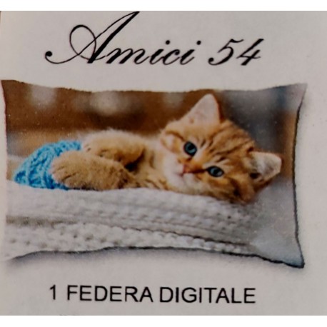 FEDERA CUSCINO COTONE DIGITALE AMICI GATTO 54 IMBERTI