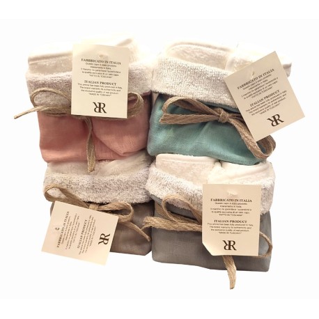 SET 4 PEZZI LAVETTE SPUGNA 30 X 30 CM LINO RR