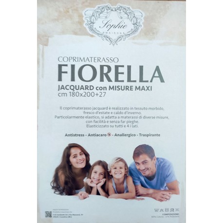 COPRIMATERASSO SPUGNA JACQUARD ANTIACARO CON ANGOLI FIORELLA SOPHIE