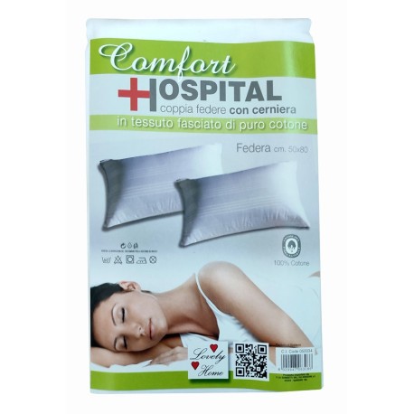 COPPIA FEDERE COTONE FASCIATO CON ZIP CONFORT HOSPITAL LOVELY HOME