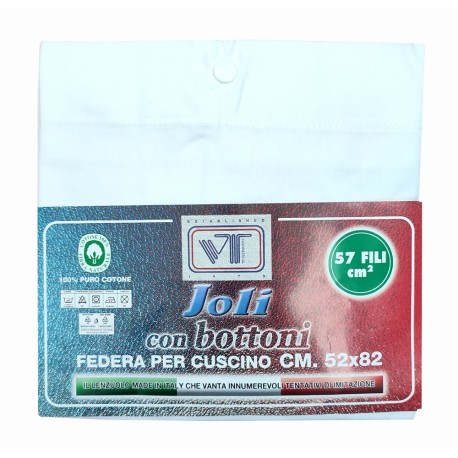 COPPIA FEDERE CUSCINO BOTTONI TINTA UNITA BIANCO JOLI VT