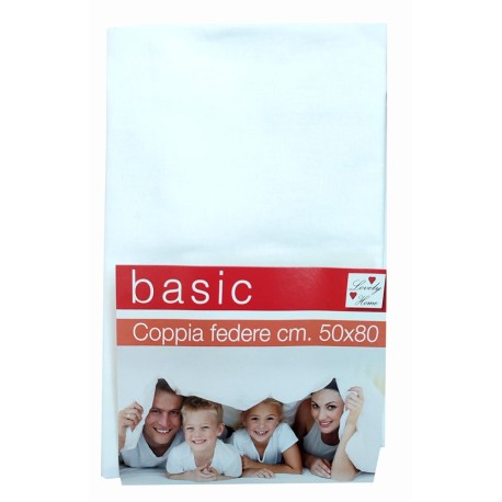 COPPIA FEDERE CUSCINO TINTA UNITA BIANCO BASIC LOVELY HOME