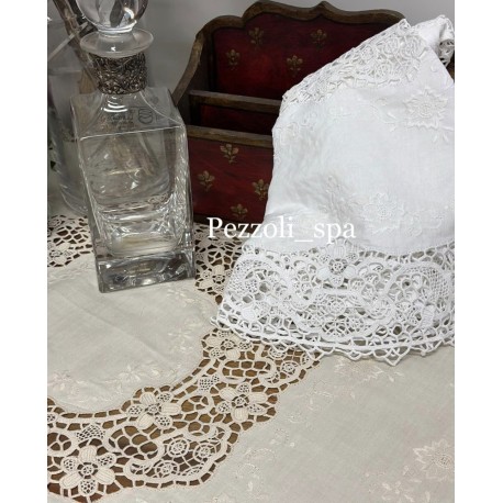 CENTROTRAVOLA ROTONDO 90CM LINO PIZZO BURANO PEZZOLI
