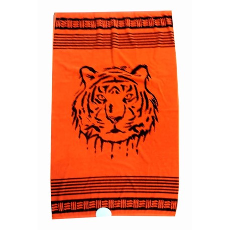 TELO MARE 90X160CM SPUGNA JACQUARD ENJOY WILD VISO TIGRE ARANCIO HOME SWEET HOME