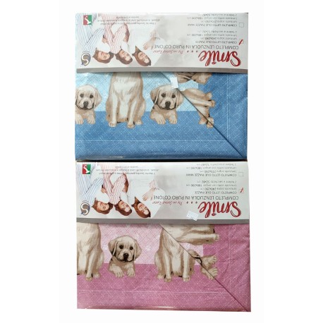 COMPLETO LENZUOLA COTONE MATRIMONIALE SMILE CANI SAVOLTEX