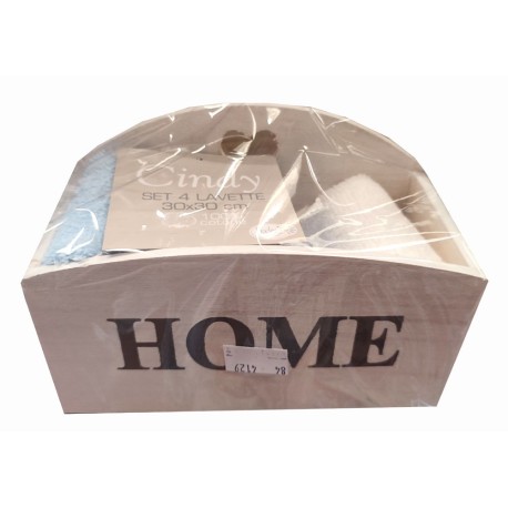 SET 4 PEZZI LAVETTE SPUGNA 30 X 30 CM CINDY DIADEMA AZZURRO