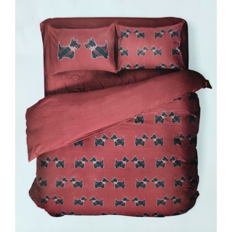 COPRIPIUMINO COTONE TARTAN DOG VENERE NOVIA ROSSO