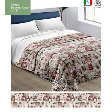 TRAPUNTA INVERNALE MICROFIBRA STAMPATA GIOIA CUORI RENNE 27 LOVELY HOME