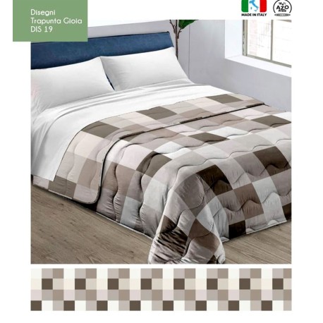 TRAPUNTA INVERNALE MICROFIBRA STAMPATA GIOIA QUADRETTI BEIGE 19 LOVELY HOME