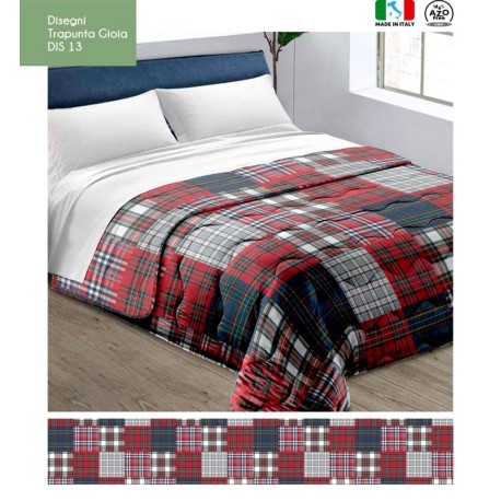 TRAPUNTA INVERNALE MICROFIBRA STAMPATA GIOIA SCOZZESE ROSSO BLU 13 LOVELY HOME