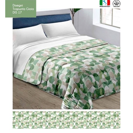 TRAPUNTA INVERNALE MICROFIBRA STAMPATA GIOIA TONDI VERDI 17 LOVELY HOME