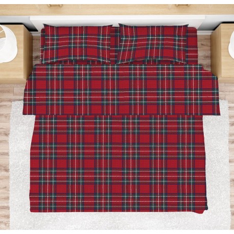 COMPLETO LENZUOLA COTONE KILT QUADRIFOGLIO