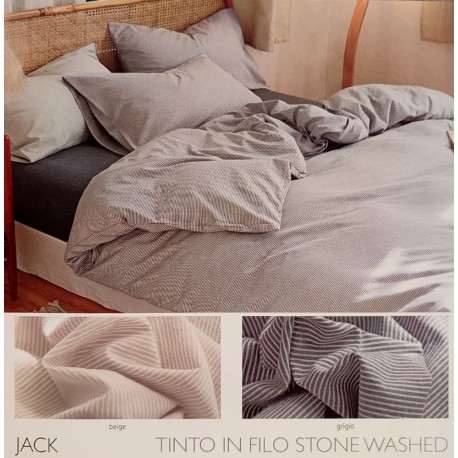 PARURE COPRIPIUMINO MATRIMONIALE PERCALLE COTONE STONE WASHED JACK GF FERRARI