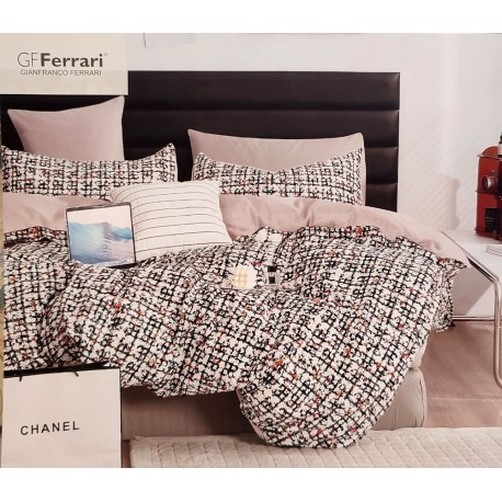 PARURE COPRIPIUMINO MATRIMONIALE PERCALLE COTONE CHANEL 24 GF FERRARI