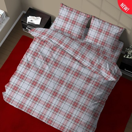 COPRIPIUMINO COTONE KILT GRIGIO QUADRIFOGLIO